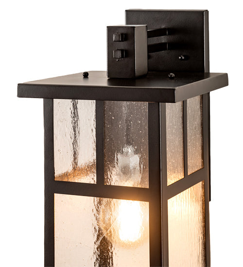 Meyda Lighting Roylance 10" Solar Black Solid Mount Wall Sconce With Clear Seeded Shade Glass