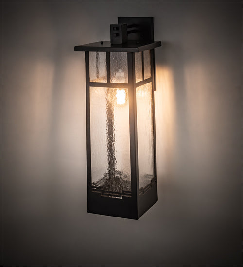 Meyda Lighting Roylance 10" Solar Black Solid Mount Wall Sconce With Clear Seeded Shade Glass