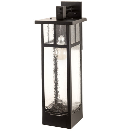 Meyda Lighting Roylance 10" Solar Black Solid Mount Wall Sconce With Clear Seeded Shade Glass