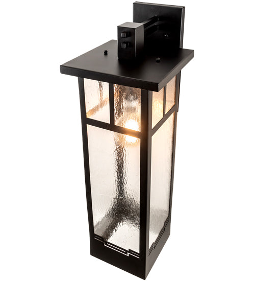 Meyda Lighting Roylance 10" Solar Black Solid Mount Wall Sconce With Clear Seeded Shade Glass