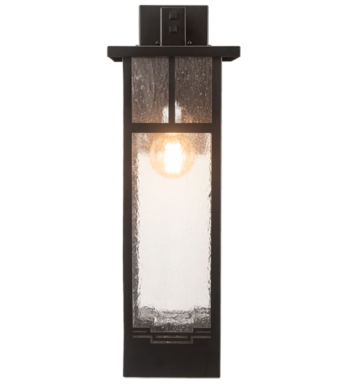 Meyda Lighting Roylance 10" Solar Black Solid Mount Wall Sconce With Clear Seeded Shade Glass