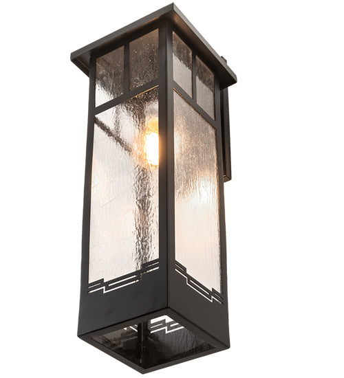 Meyda Lighting Roylance 10" Solar Black Solid Mount Wall Sconce With Clear Seeded Shade Glass