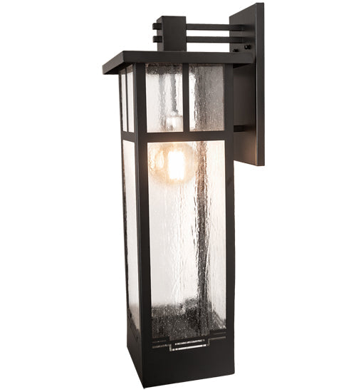 Meyda Lighting Roylance 10" Solar Black Solid Mount Wall Sconce With Clear Seeded Shade Glass