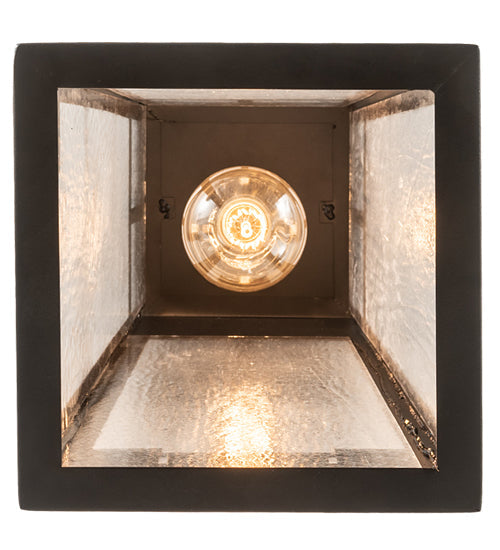 Meyda Lighting Roylance 10" Solar Black Solid Mount Wall Sconce With Clear Seeded Shade Glass