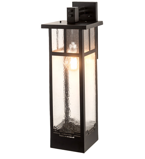 Meyda Lighting Roylance 10" Solar Black Solid Mount Wall Sconce With Clear Seeded Shade Glass