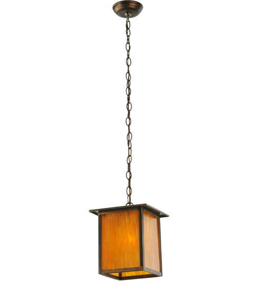 Meyda Lighting Roylance 14" Antique Copper Prime Pendant Light With Honey Amber Art Shade Glass