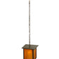 Meyda Lighting Roylance 14" Antique Copper Prime Pendant Light With Honey Amber Art Shade Glass