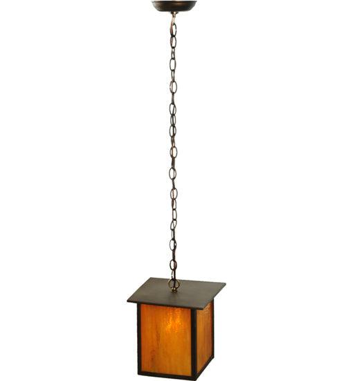 Meyda Lighting Roylance 14" Antique Copper Prime Pendant Light With Honey Amber Art Shade Glass