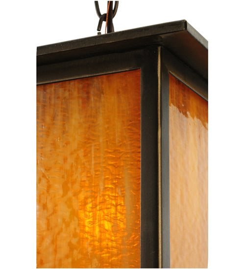 Meyda Lighting Roylance 14" Antique Copper Prime Pendant Light With Honey Amber Art Shade Glass