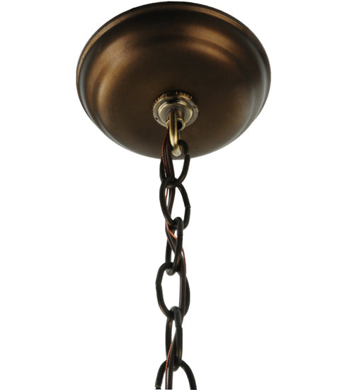 Meyda Lighting Roylance 14" Antique Copper Prime Pendant Light With Honey Amber Art Shade Glass
