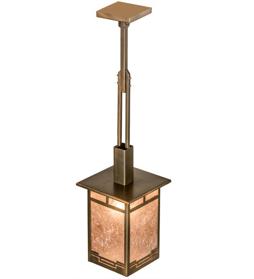 Meyda Lighting Roylance 186351 13" Antique Copper Pendant Light With Silver Mica Shade Glass