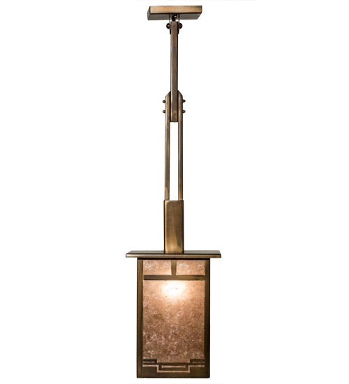 Meyda Lighting Roylance 186351 13" Antique Copper Pendant Light With Silver Mica Shade Glass