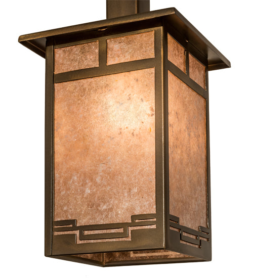 Meyda Lighting Roylance 186351 13" Antique Copper Pendant Light With Silver Mica Shade Glass