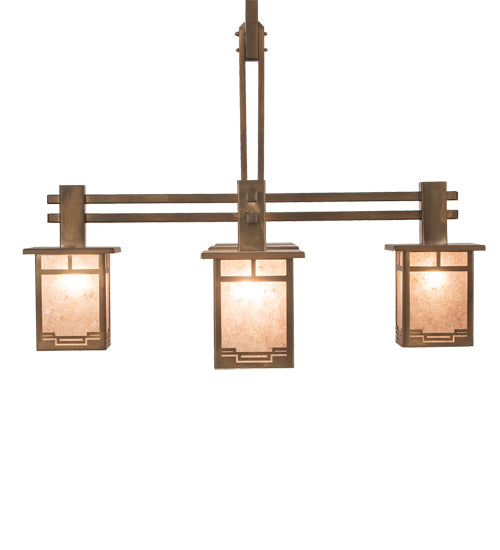 Meyda Lighting Roylance 213249 36" 5-Light Antique Copper Chandelier With Silver Mica Shade Glass