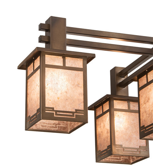 Meyda Lighting Roylance 213249 36" 5-Light Antique Copper Chandelier With Silver Mica Shade Glass