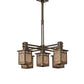 Meyda Lighting Roylance 247250 36" 5-Light Antique Copper Chandelier With Silver Mica Shade Glass