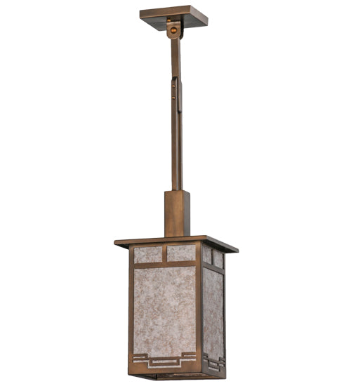 Meyda Lighting Roylance 28909 13" Antique Copper Pendant Light With Silver Mica Shade Glass