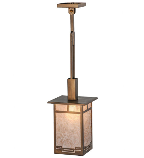 Meyda Lighting Roylance 28909 13" Antique Copper Pendant Light With Silver Mica Shade Glass