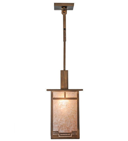 Meyda Lighting Roylance 28909 13" Antique Copper Pendant Light With Silver Mica Shade Glass