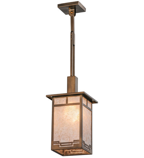 Meyda Lighting Roylance 28909 13" Antique Copper Pendant Light With Silver Mica Shade Glass