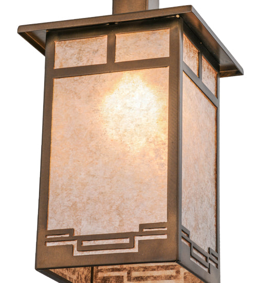 Meyda Lighting Roylance 28909 13" Antique Copper Pendant Light With Silver Mica Shade Glass