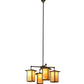Meyda Lighting Roylance 33" 4-Light Cafe Noir Prime Chandelier With Beige Art Shade Glass