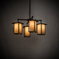 Meyda Lighting Roylance 33" 4-Light Cafe Noir Prime Chandelier With Beige Art Shade Glass