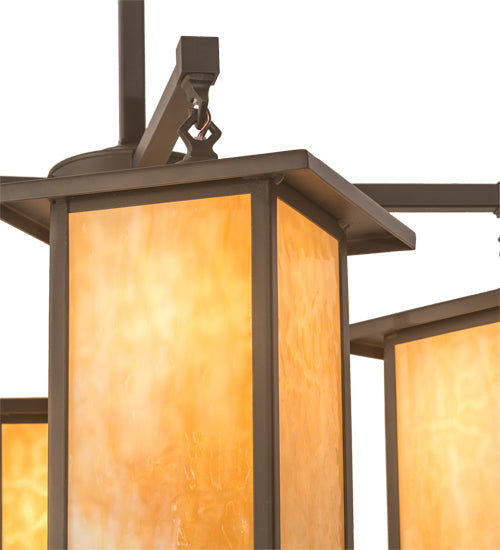 Meyda Lighting Roylance 33" 4-Light Cafe Noir Prime Chandelier With Beige Art Shade Glass