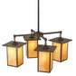 Meyda Lighting Roylance 33" 4-Light Cafe Noir Prime Chandelier With Beige Art Shade Glass