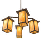Meyda Lighting Roylance 33" 4-Light Cafe Noir Prime Chandelier With Beige Art Shade Glass