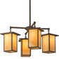 Meyda Lighting Roylance 33" 4-Light Cafe Noir Prime Chandelier With Beige Art Shade Glass
