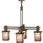 Meyda Lighting Roylance 36" 4-Light Antique Copper Chandelier With Silver Mica Shade Glass