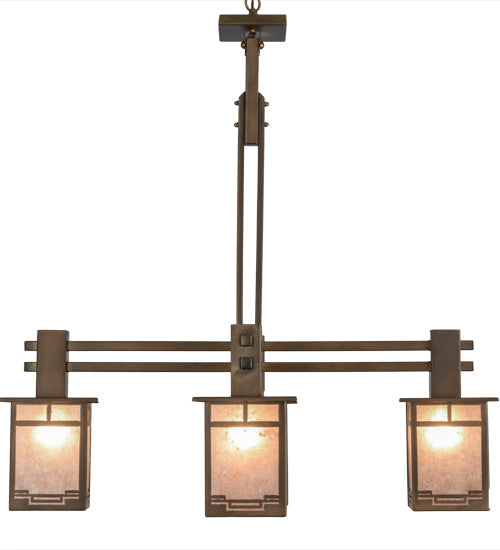 Meyda Lighting Roylance 36" 4-Light Antique Copper Chandelier With Silver Mica Shade Glass
