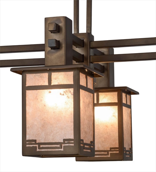 Meyda Lighting Roylance 36" 4-Light Antique Copper Chandelier With Silver Mica Shade Glass