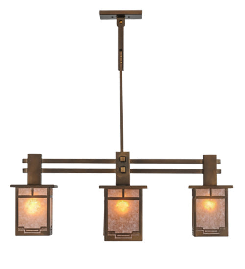 Meyda Lighting Roylance 36" 5-Light Antique Copper Chandelier With Silver Mica Shade Glass