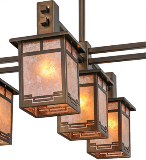 Meyda Lighting Roylance 36" 5-Light Antique Copper Chandelier With Silver Mica Shade Glass