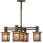 Meyda Lighting Roylance 36" 5-Light Antique Copper Chandelier With Silver Mica Shade Glass