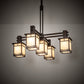 Meyda Lighting Roylance 36" 5-Light Mahogany Bronze Chandelier With Beige Art Shade Glass