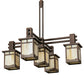 Meyda Lighting Roylance 36" 5-Light Mahogany Bronze Chandelier With Beige Art Shade Glass