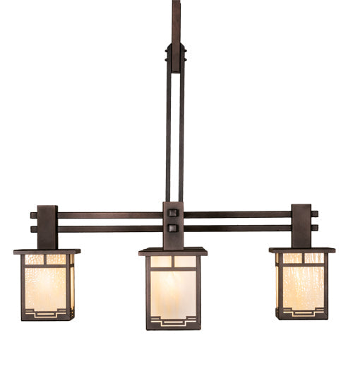 Meyda Lighting Roylance 36" 5-Light Mahogany Bronze Chandelier With Beige Art Shade Glass