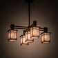 Meyda Lighting Roylance 36" 5-Light Mahogany Bronze Chandelier With Silver Mica Shade Glass