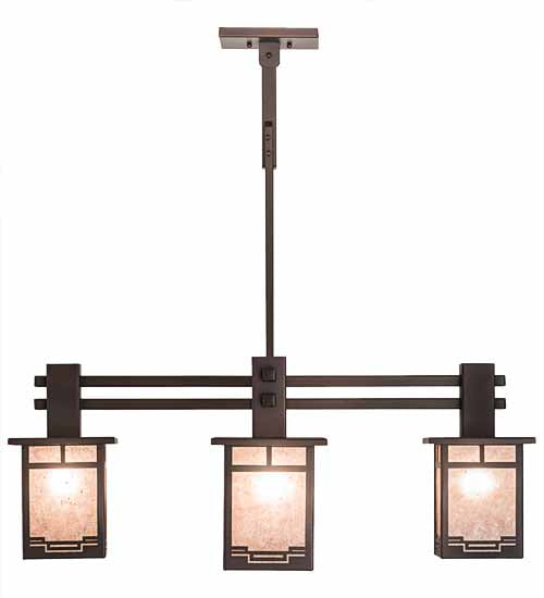 Meyda Lighting Roylance 36" 5-Light Mahogany Bronze Chandelier With Silver Mica Shade Glass