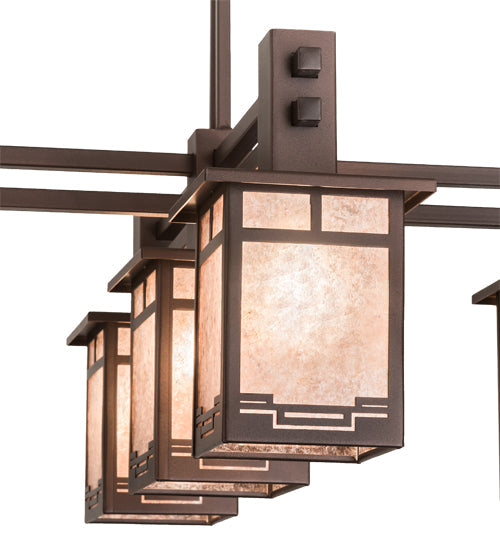 Meyda Lighting Roylance 36" 5-Light Mahogany Bronze Chandelier With Silver Mica Shade Glass