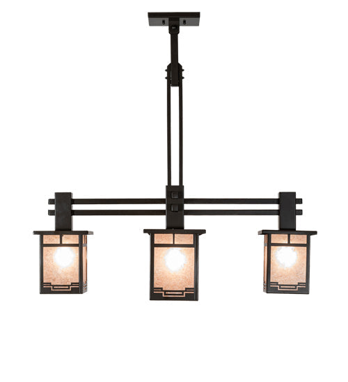 Meyda Lighting Roylance 36"Sq 5-Light Antique Copper & Timeless Bronze Chandelier With Silver Mica Shade Glass
