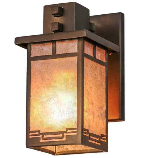 Meyda Lighting Roylance 5" Antique Copper Wall Sconce With Silver Mica Shade Glass