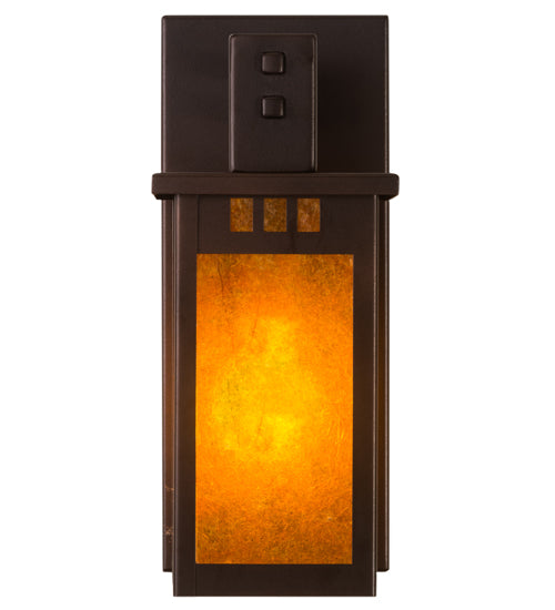 Meyda Lighting Roylance 6" Mahogany Bronze Wall Sconce With Amber Mica Shade Glass
