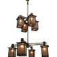 Meyda Lighting Roylance 68" 8-Light 2-Tier Antique Copper Chandelier With Silver Mica Shade Glass