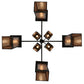 Meyda Lighting Roylance 68" 8-Light 2-Tier Antique Copper Chandelier With Silver Mica Shade Glass