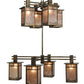 Meyda Lighting Roylance 68" 8-Light 2-Tier Antique Copper Chandelier With Silver Mica Shade Glass