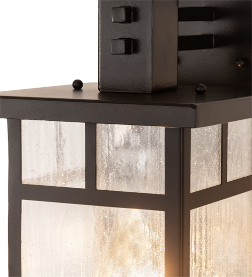 Meyda Lighting Roylance 8" Solar Black Solid Mount Wall Sconce With Clear Seeded Shade Glass